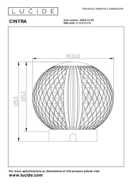 Lucide CINTRA - Lampe de table Rechargeable - Batterie/Piles - Ø 11 cm - LED 3 StepDim - 1x2W 2700K - Transparent - technique